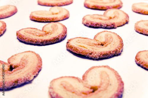 Heart-shaped cookies on a white background
