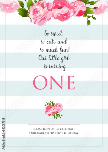 One Year Birthday Printable Invitation Card