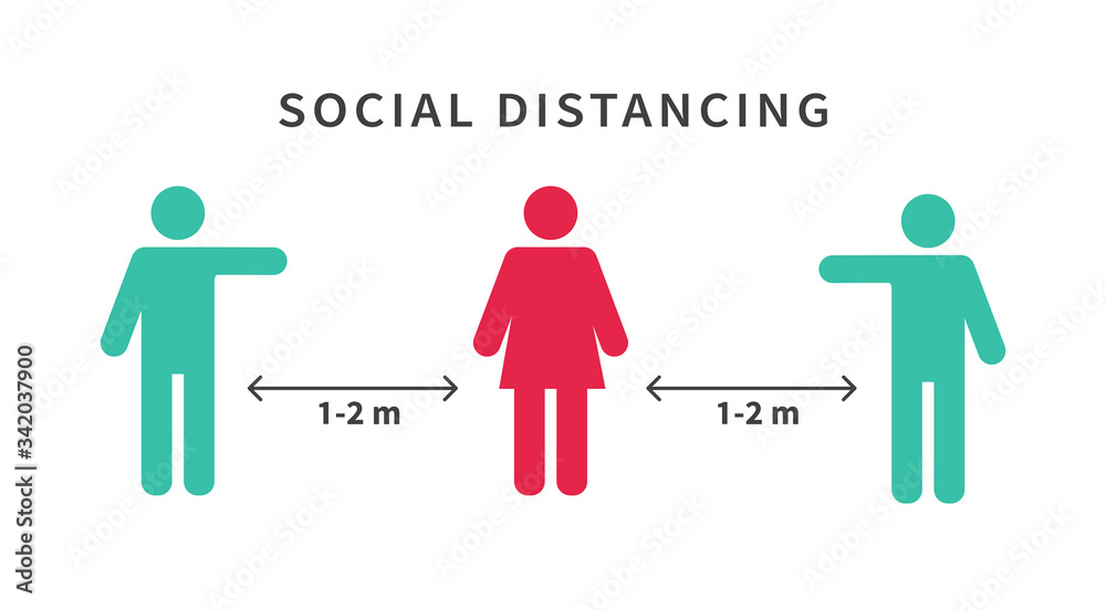 Social distancing icon. Keep the 1-2 meter distance. Avoid crowds. Coronovirus epidemic protective. Vector illustration Social distancing icon. Keep the 1-2 meter distance. Avoid crowds. Coronovirus epidemic protective. Vector illustration