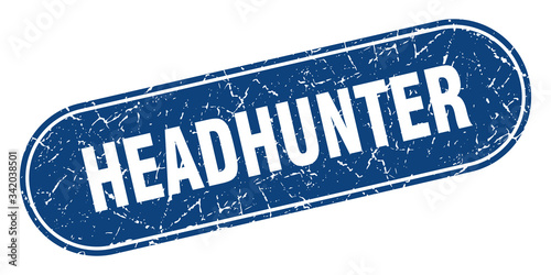 headhunter sign. headhunter grunge blue stamp. Label