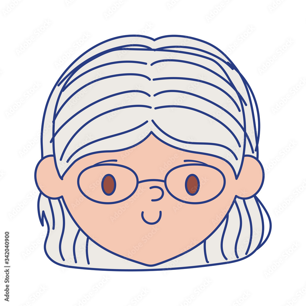 Isolated grandmother head with glasses vector design