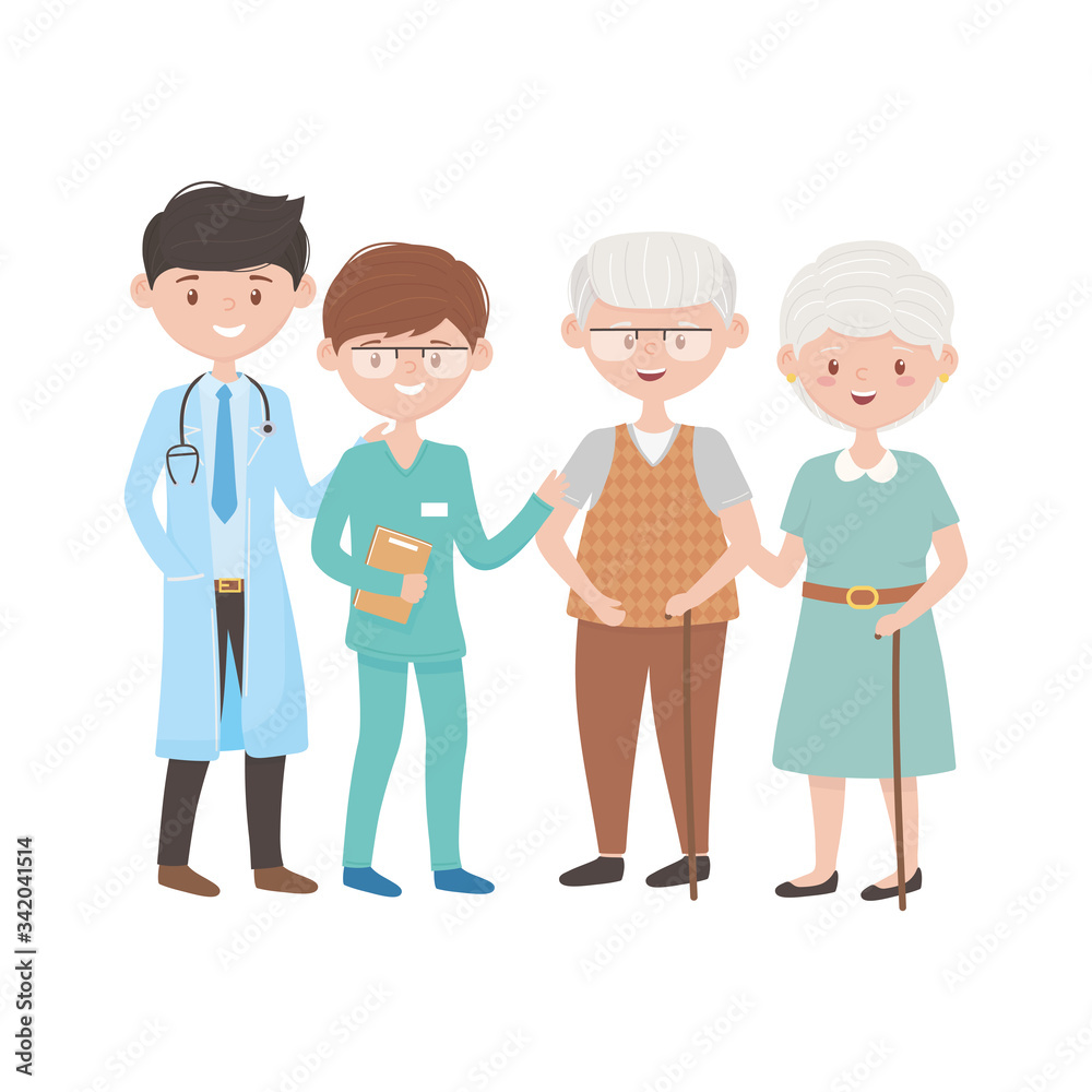 Doctors old woman and man vector design