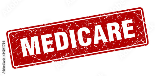 medicare stamp. medicare vintage red label. Sign