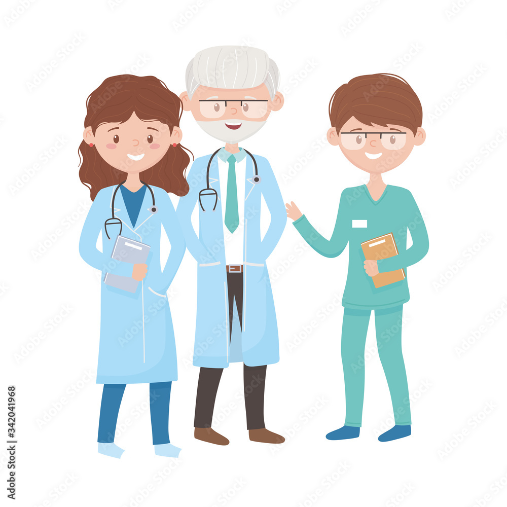 Woman and man doctor with document vector design