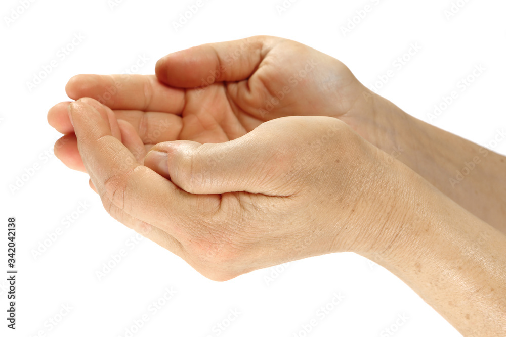 woman hands joined isolated on white backgroundk woman hands joined isolated on white backgroundk