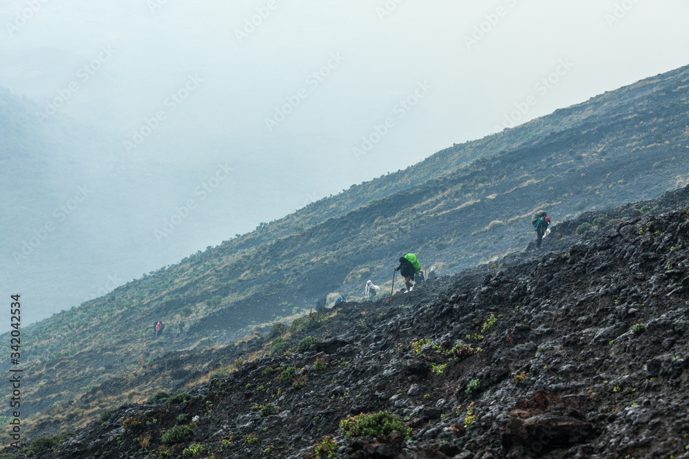 Lifeless volcanic area of Nyiragongo volcano in Congo