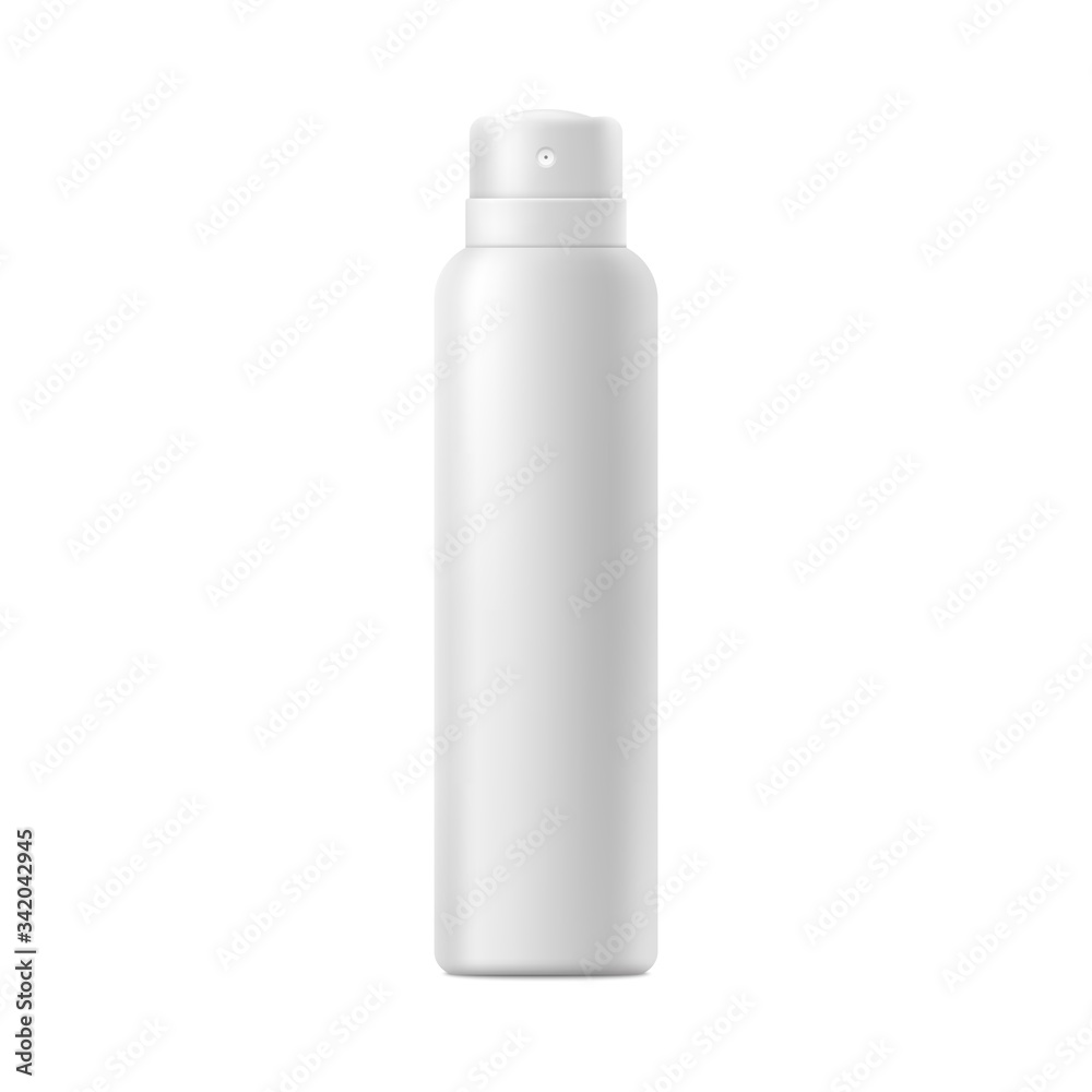 White blank cosmetic spray container mockup isolated on white background. White blank cosmetic spray container mockup isolated on white background.
