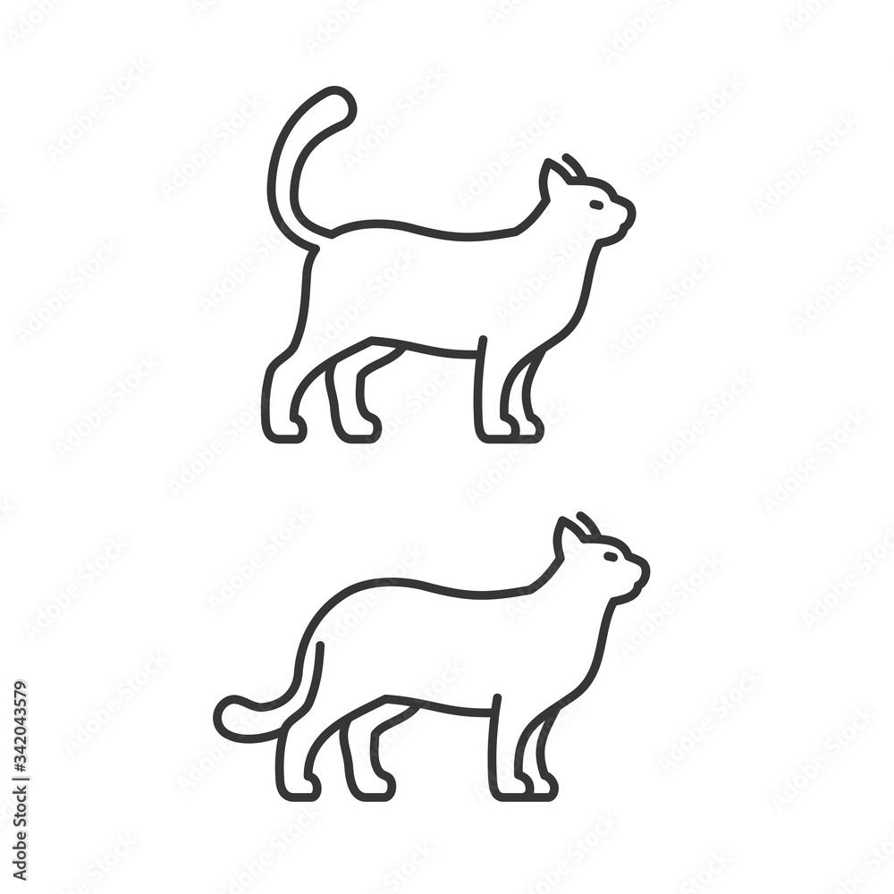 Walking Cat Icons on White Background. Line Style Vector Walking Cat Icons on White Background. Line Style Vector