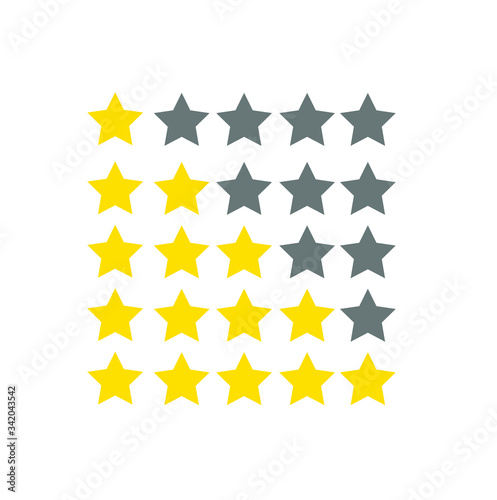 five star rating icon vector illustration eps 9. 1 to 5 star ranking star isolated on white background