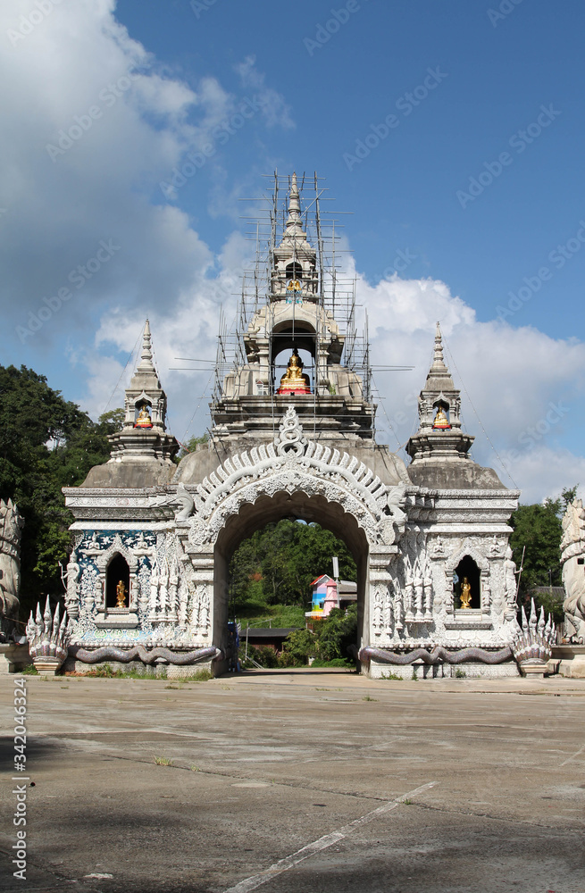 Entrance arch in Wat Phra Buddhabart Si Roy, Mae Rim District, Chiangmai province, Northern Thailand.