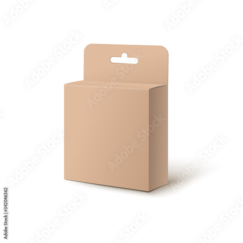 Brown cardboard box - retail battery pack, realistic isolated mockup