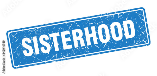 sisterhood stamp. sisterhood vintage blue label. Sign