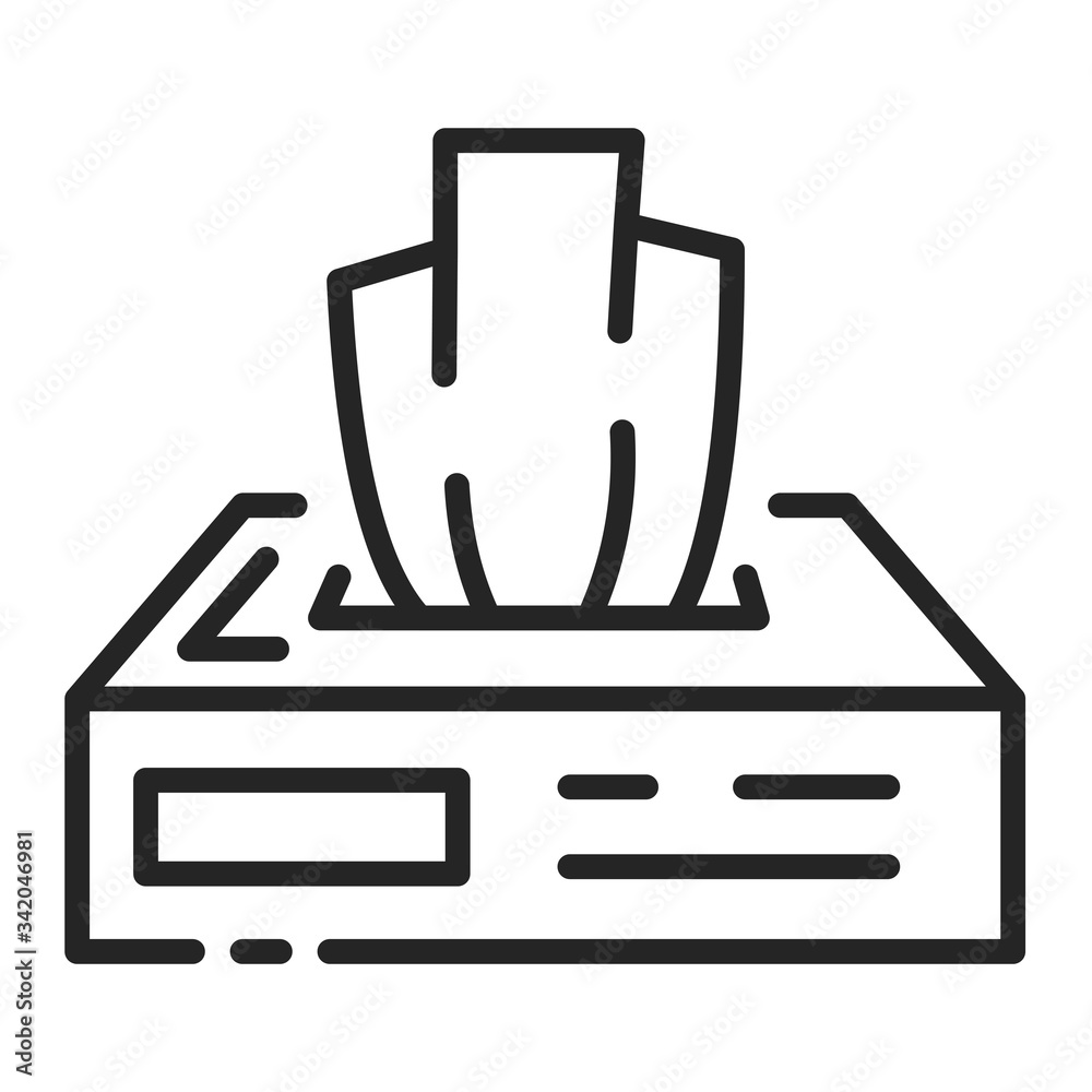 Box disposable napkins black line icon. Paper product. Pictogram for web page, mobile app, promo Box disposable napkins black line icon. Paper product. Pictogram for web page, mobile app, promo