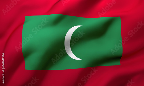 Free Download Flag of Maldives blowing in the wind. Full page Maldivian flying flag. 3D illustration. - GFXLoad