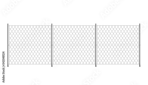 Isolated prison fence - realistic security border with metal mesh grid