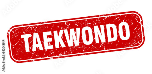 taekwondo stamp. taekwondo square grungy red sign