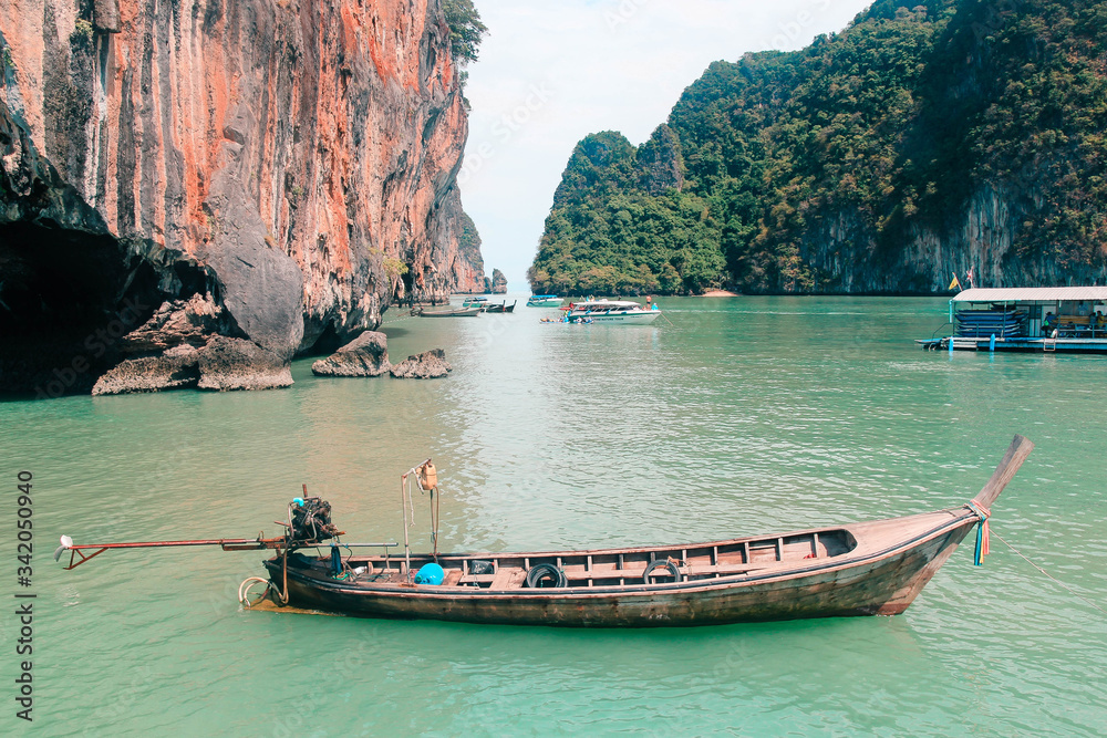 Lonely boat in the sea of Thailand