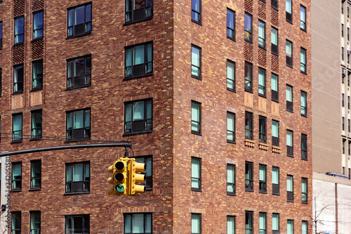 Yellow traffic light in New York city