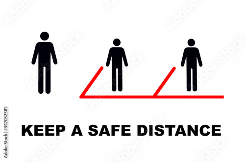 Keep a safe distance from others. Warning sign  social  distancing.