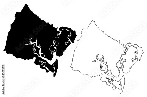 Glynn County, Georgia (U.S. county, United States of America,USA, U.S., US) map vector illustration, scribble sketch Glynn map photo