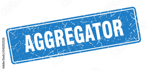 aggregator stamp. aggregator vintage blue label. Sign