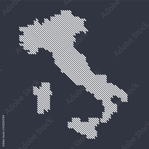 Stylized simple diagonal line map of Italy