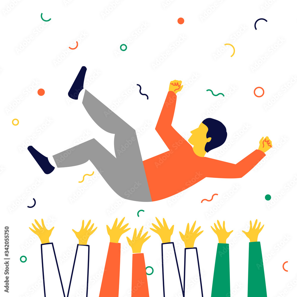 Hombres de negocios celebrando la victoria. El ganador.