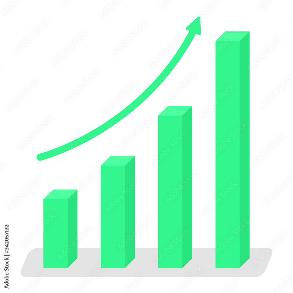 Isolate green graph and green arrow growing up. Isolate green graph and green arrow growing up.