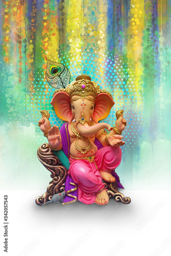 Lord Ganesha, is one of the best-known and most worshiped god in the Hindu religion lord Ganesha of Indian festival tradition  - obrazy, fototapety, plakaty 