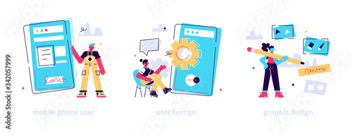 App creation steps icons set