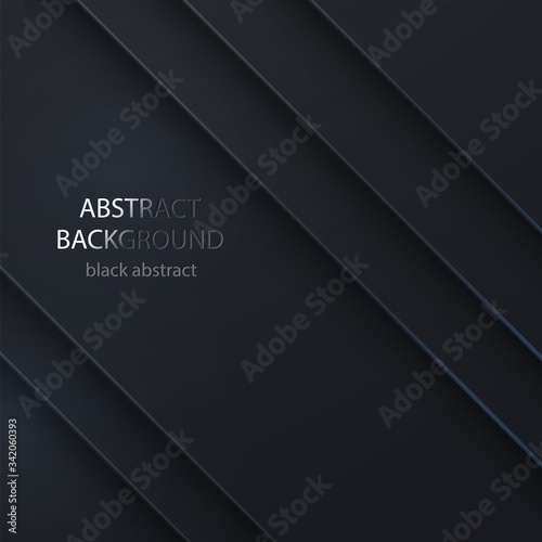 Black vector abstrac background. Background bright dark geometric design. Background for wide banner. Abstract Black background