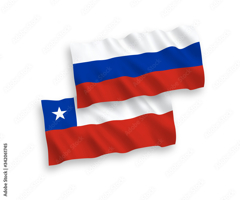 Flags of Chile and Russia on a white background Flags of Chile and Russia on a white background