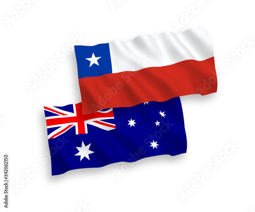 Flags of Australia and Chile on a white background