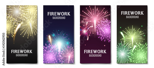 Firework banner set - holiday celebration cards colection