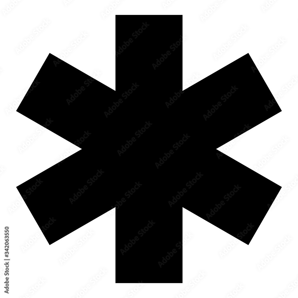 Medical symbol Emergency sign Star of life Service concept icon black color vector illustration flat style image Medical symbol Emergency sign Star of life Service concept icon black color vector illustration flat style image