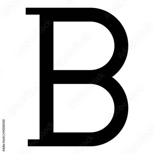 Beta greek symbol capital letter uppercase font icon black color vector illustration flat style image