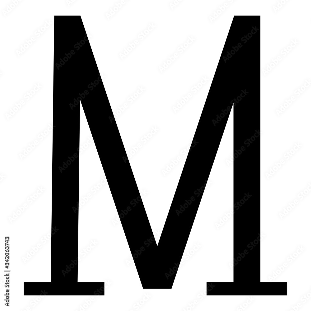 Mu greek symbol capital letter uppercase font icon black color vector ...
