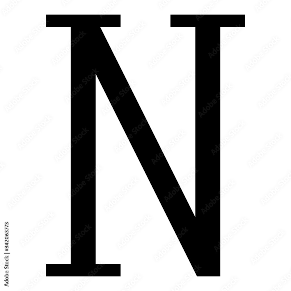 Nu greek symbol capital letter uppercase font icon black color vector illustration flat style image Nu greek symbol capital letter uppercase font icon black color vector illustration flat style image