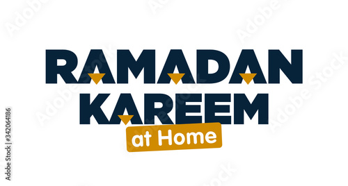 Stay Home on Ramadan Kareem Month. Awareness social media campaign and Coronavirus Covid-19 prevention. Vector Illustration.