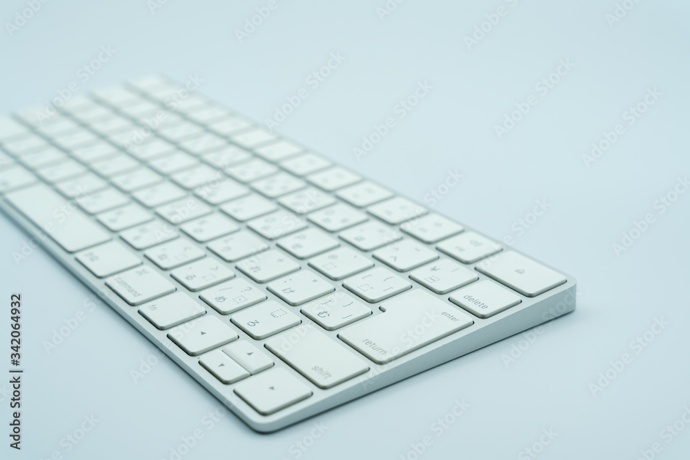 Using a computer on a white background Using a computer on a white background