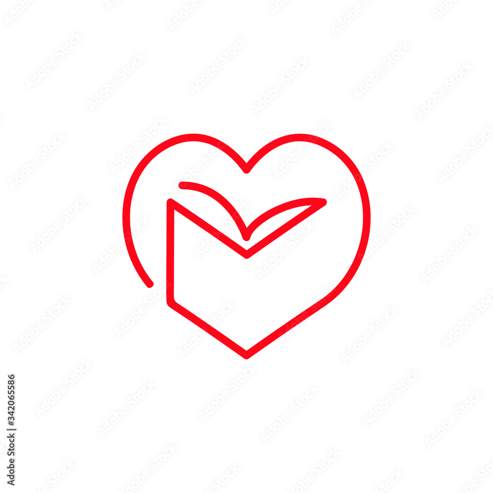 Book and heart symbol on white backdrop. Loving books concept Book and heart symbol on white backdrop. Loving books concept