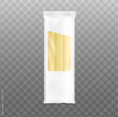Realistic spaghetti pack mockup isolated on transparent background