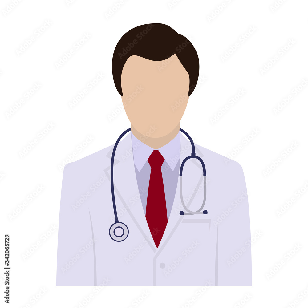 Fototapeta premium Faceless male avatar doctor, icon. Vector illustration.