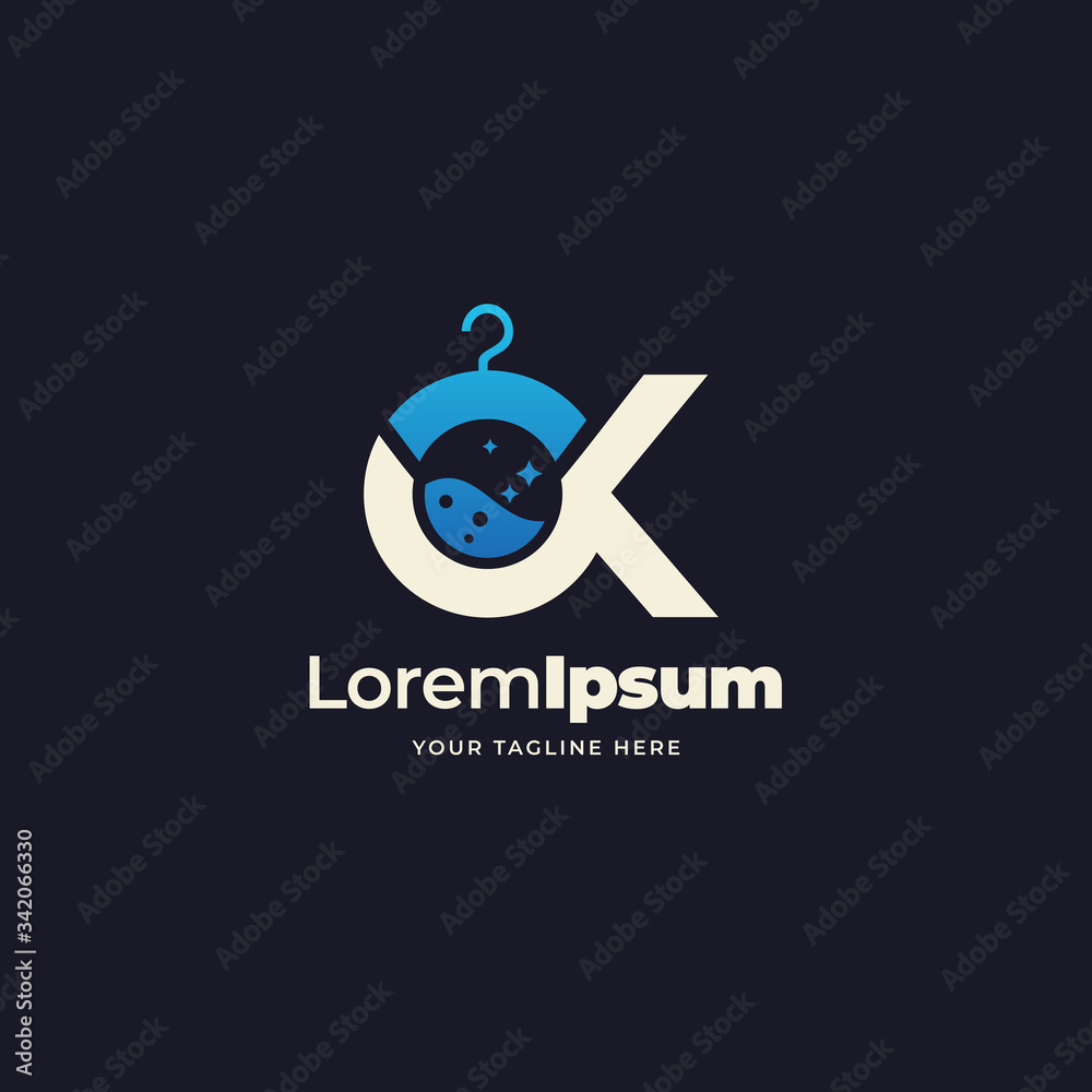 ok laundry logo design vector. technology logo design template ok laundry logo design vector. technology logo design template