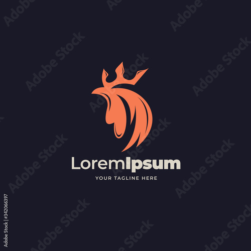 Fototapeta Naklejka Na Ścianę i Meble -  chicken crown logo design vector. silhouette rooster logo design
