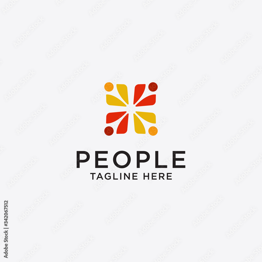 Fototapeta premium simple group vector symbol.Minimalist creative people logo icon design modern style illustration