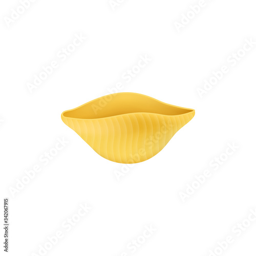 Conchiglie rigate - shell shaped pasta piece, isolated vector illustration