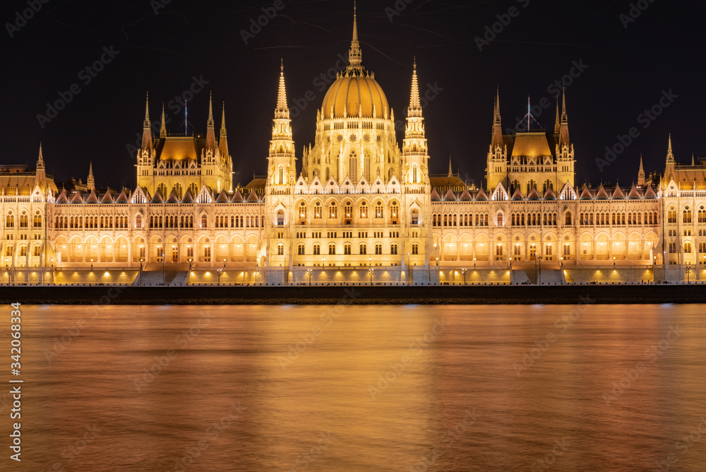 night panorama of the city of Budapest in Hungary