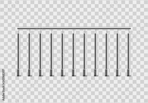 Realistic metal handrail bar isolated on transparent background