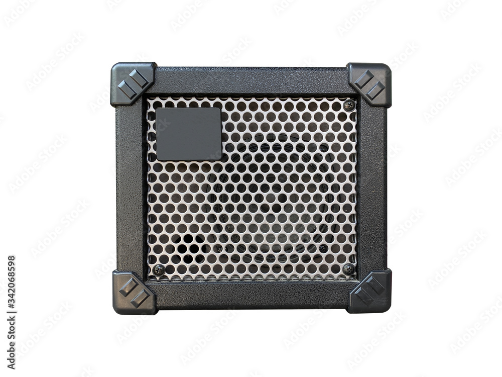 Fototapeta premium Isolated black modern mini combo amplifier on white background with work path.